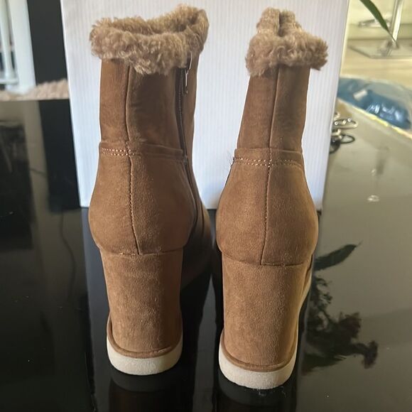 STEVEN NEW YORK MARBELLA FAUX LEATHER HEEL ANKLE BOOTS tan 8.5 - Picture 3 of 12